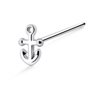 Anchor Shaped Silver Straight Nose Stud NSKA-1033
